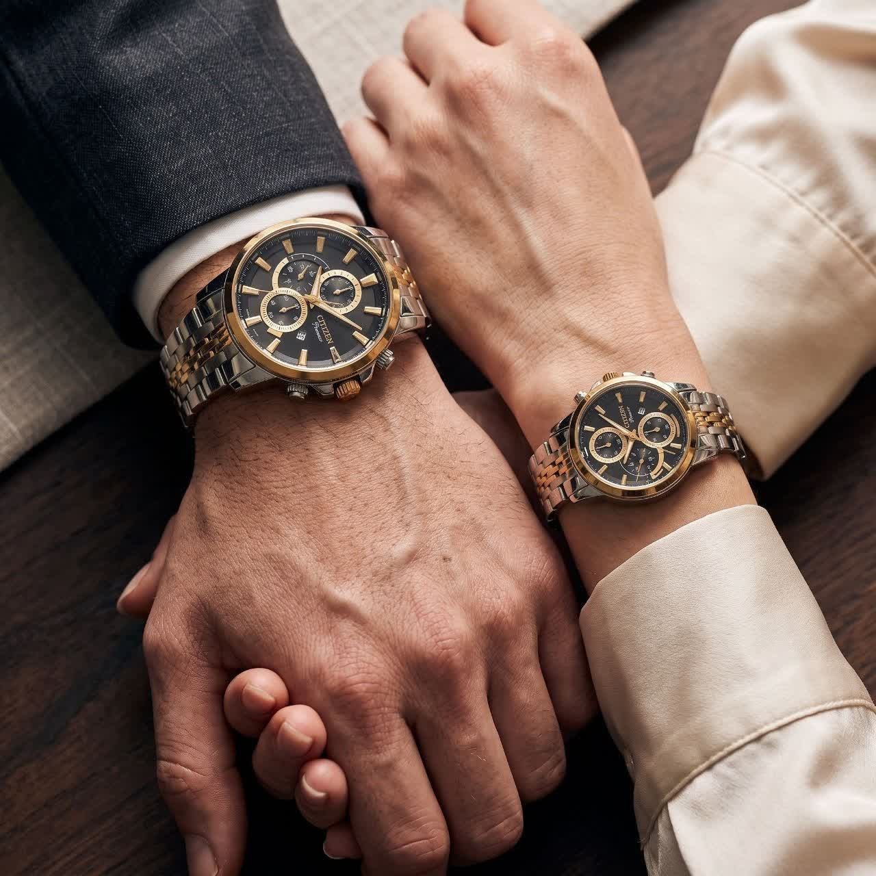 ست ساعت مچی مردانه و زنانه سیکو SEIKO موتور ژاپن صفحه مشکی