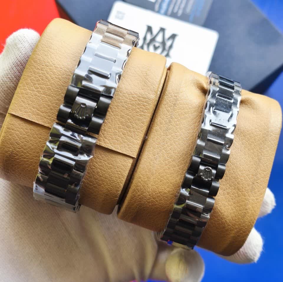 ست ساعت مچی زنانه و مردانه رولکس ROLEX فول بلک دو تقویمه