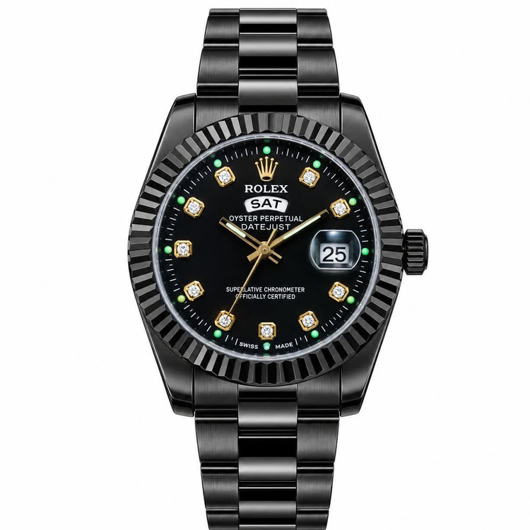 ساعت مچی مردانه رولکس ROLEX فول بلک دو تقویمه