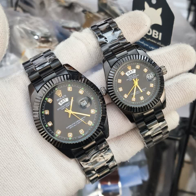 ساعت مچی زنانه رولکس ROLEX فول بلک دو تقویمه