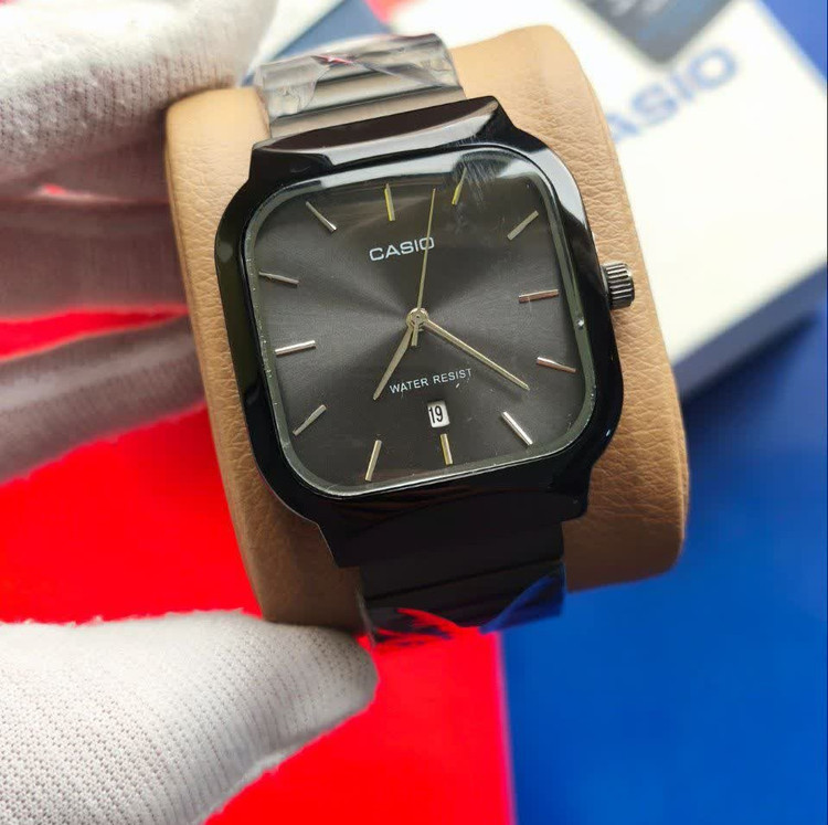 ساعت مچی مردانه کاسیو اولدمانی تری AAA CASIO موتور ژاپنی فول بلک + فول پک