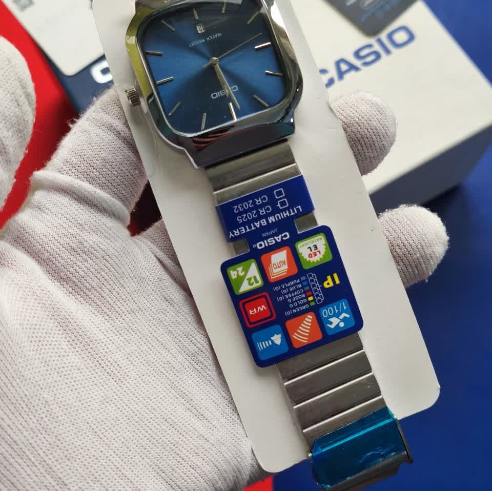 ساعت مچی مردانه کاسیو اولدمانی تری AAA CASIO موتور ژاپنی صفحه آبی + فول پک