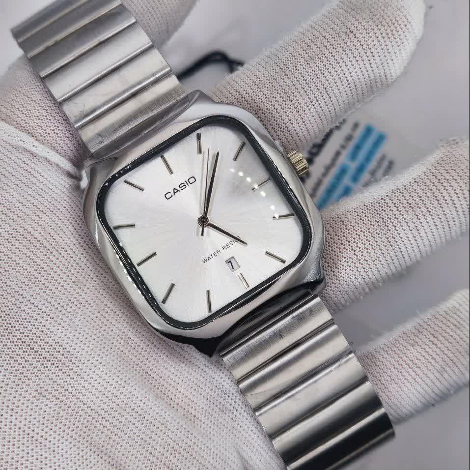 ساعت مچی مردانه کاسیو اولدمانی تری AAA CASIO موتور ژاپنی صفحه سفید + فول پک
