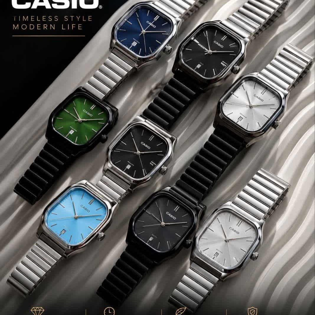 ساعت مچی مردانه کاسیو اولدمانی تری AAA CASIO موتور ژاپنی صفحه سفید + فول پک