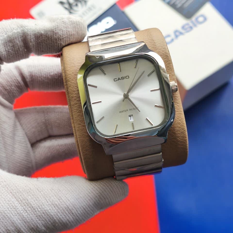 ساعت مچی مردانه کاسیو اولدمانی تری AAA CASIO موتور ژاپنی صفحه سفید + فول پک