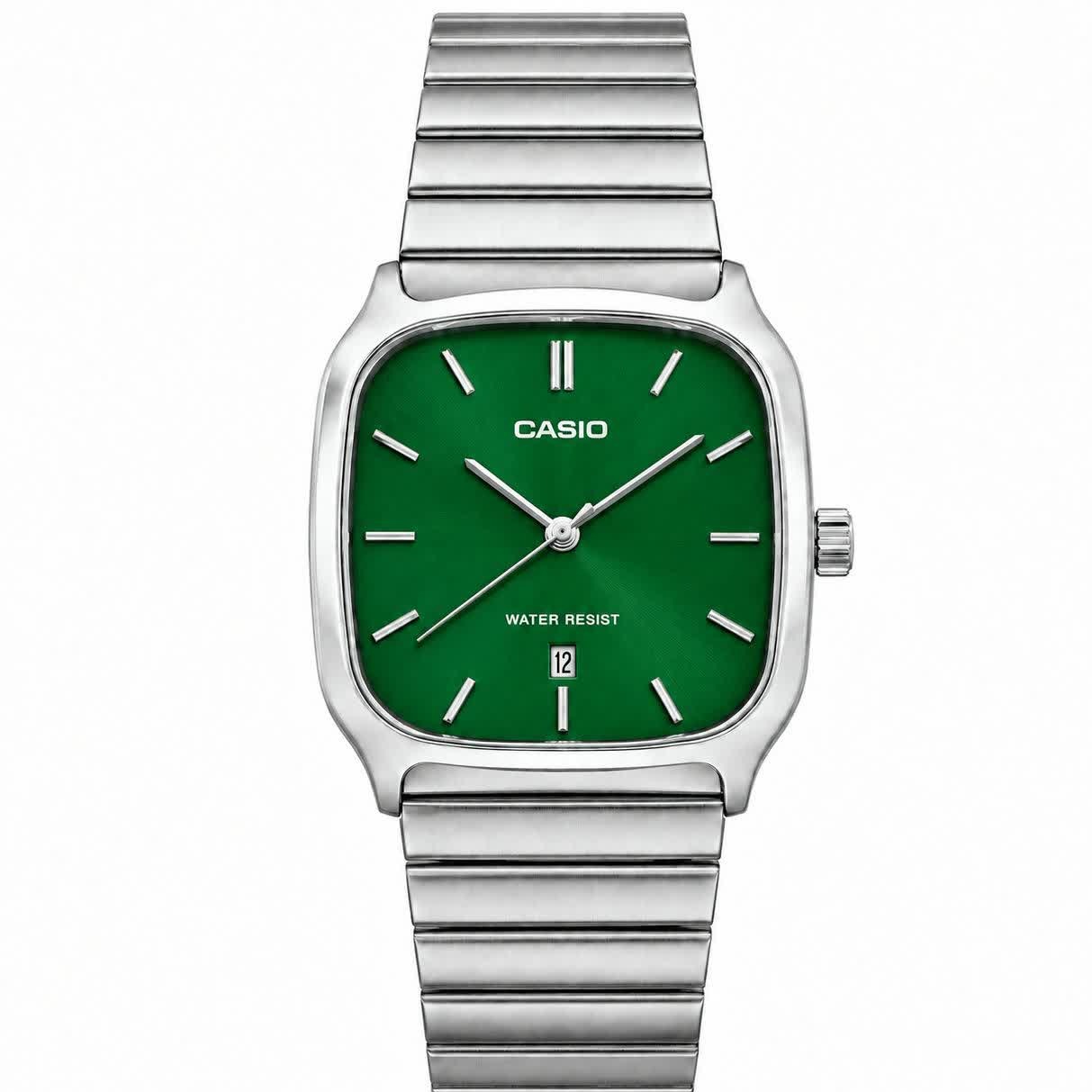 ساعت مچی مردانه کاسیو اولدمانی تری AAA CASIO موتور ژاپنی صفحه سبز + فول پک