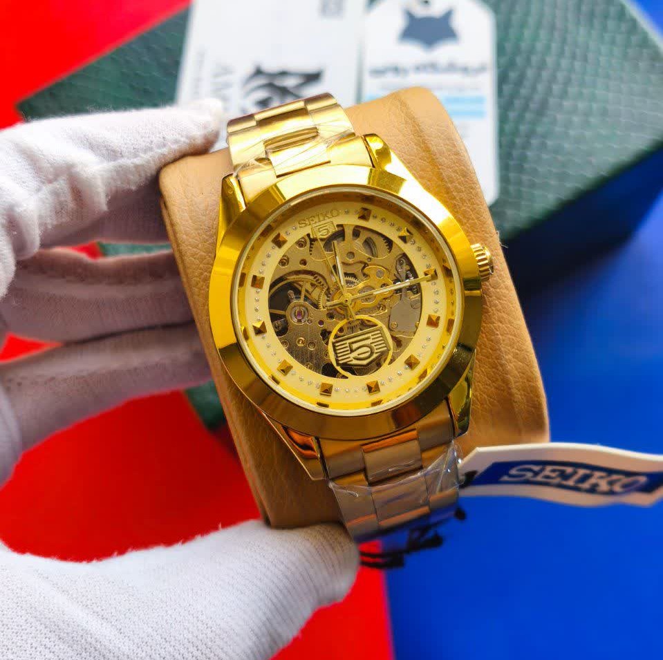 ساعت مچی اتوماتیک مردانه سیکو پنج SEIKO 5 تمام طلایی
