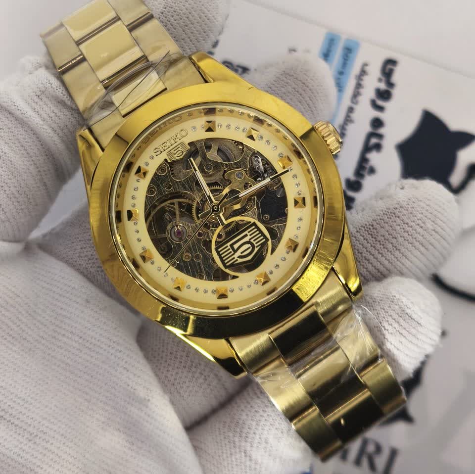 ساعت مچی اتوماتیک مردانه سیکو پنج SEIKO 5 تمام طلایی