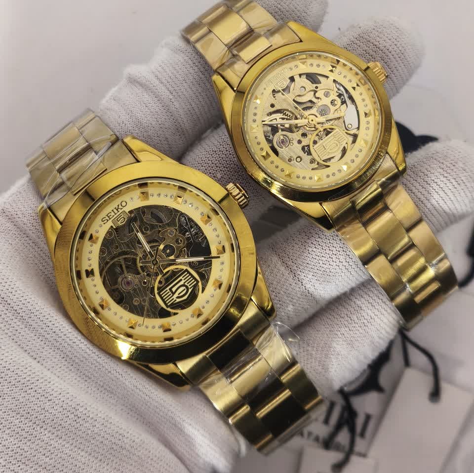ست ساعت مچی اتوماتیک زنانه و مردانه سیکو پنج SEIKO 5 تمام طلایی