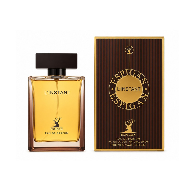 ادوپرفیوم مردانه گرم اسپیگان مدل L’INSTANT حجم 100 میلیلیتر، با رایحه چوبی