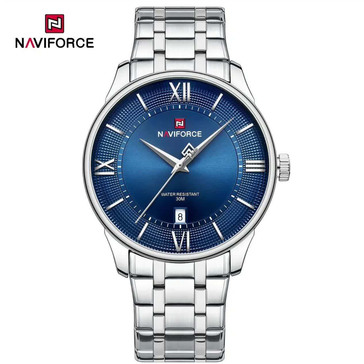 ساعت مچی نیوی فورس مردانه NAVIFORCE مدل NF9272 صفحه سرمه ای