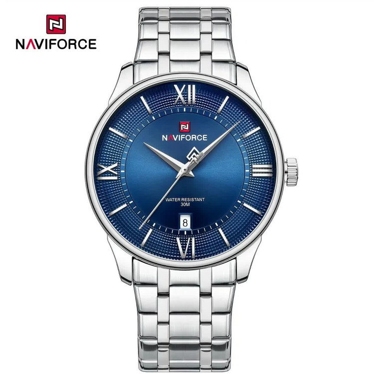 ساعت مچی نیوی فورس مردانه NAVIFORCE مدل NF9272 صفحه سرمه ای
