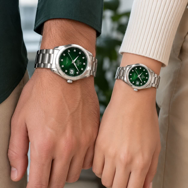 ست ساعت مچی زنانه و مردانه اُمگا OMEGA صفحه سبز