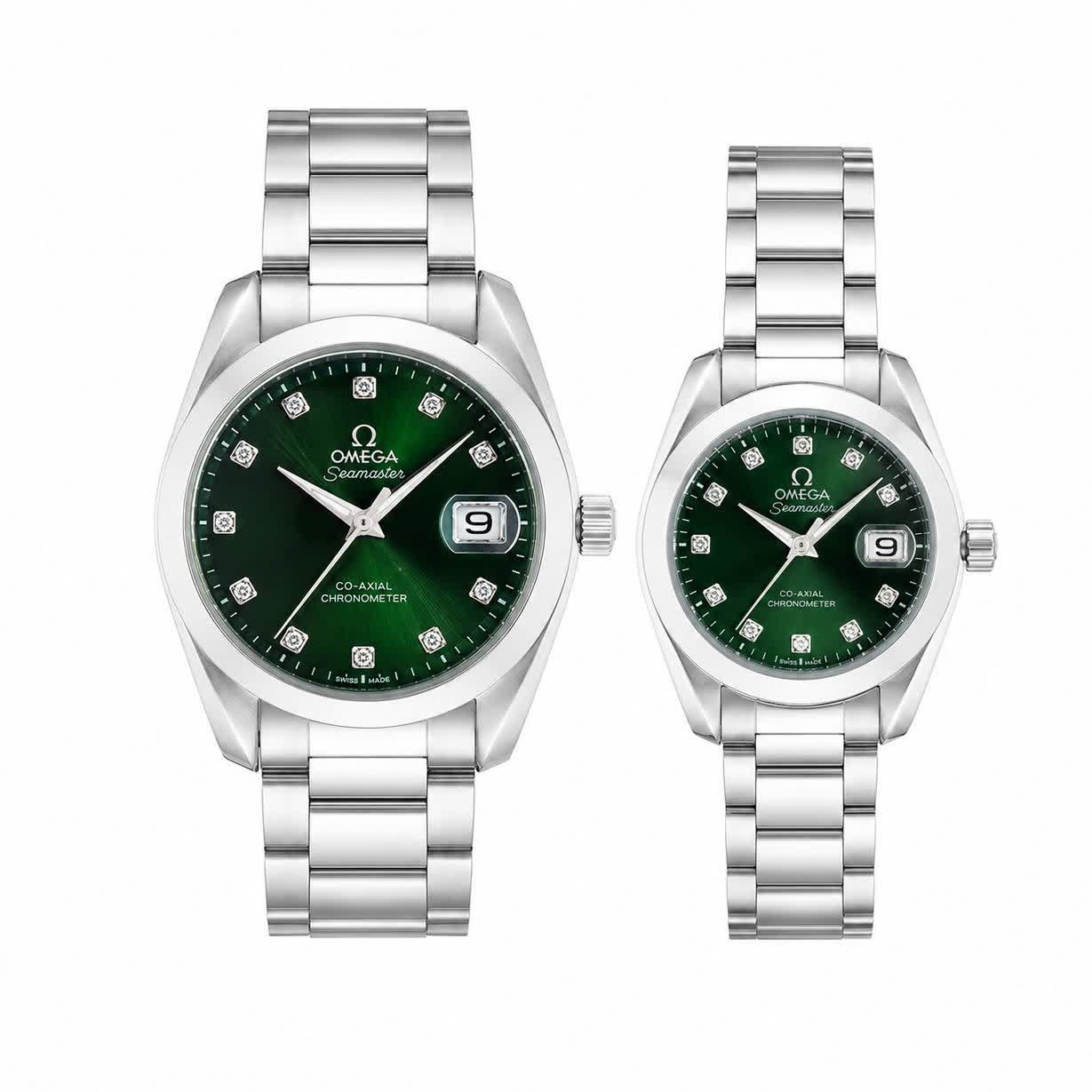 ست ساعت مچی زنانه و مردانه اُمگا OMEGA صفحه سبز