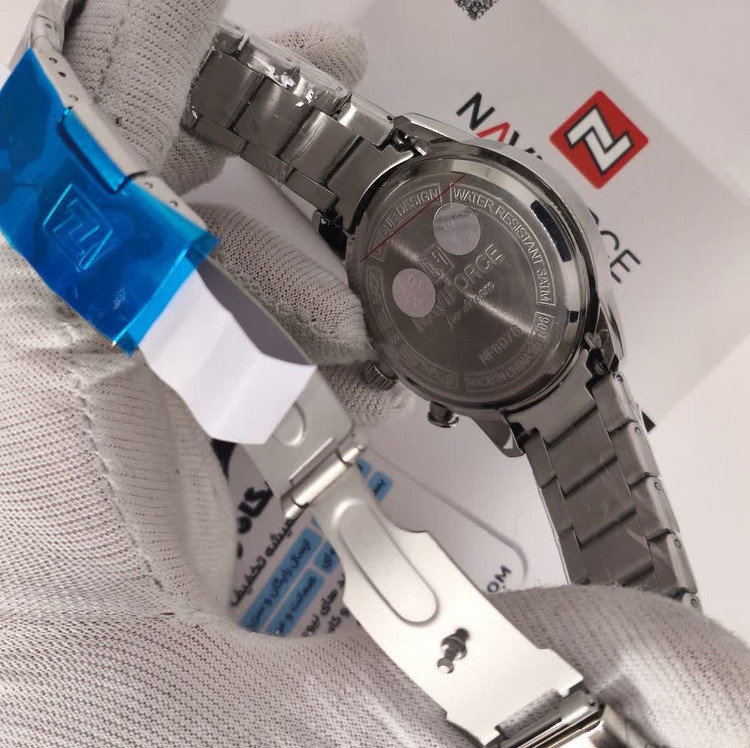ساعت مچی نیوی فورس مردانه کرنوگراف NAVIFORCE مدل NF8076 صفحه سفید