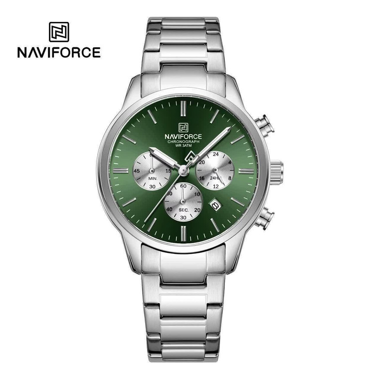 ساعت مچی نیوی فورس مردانه کرنوگراف NAVIFORCE مدل NF8076 صفحه سبز