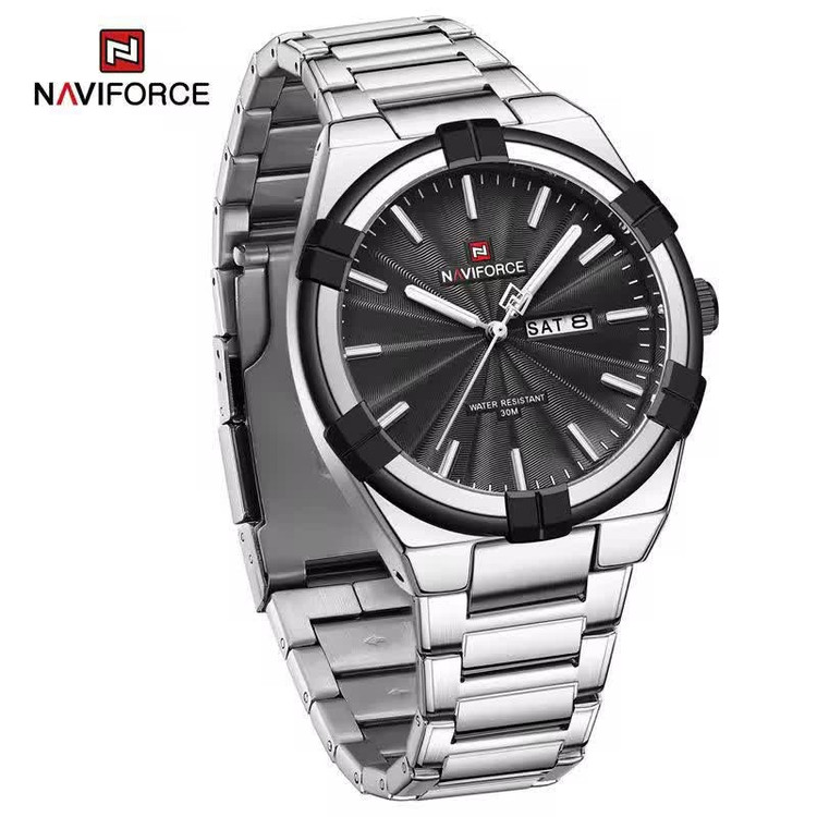 ساعت مچی نیوی فورس مردانه NAVIFORCE مدل NF9218 صفحه مشکی