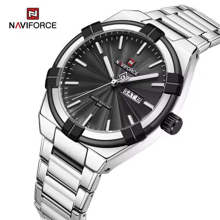ساعت مچی نیوی فورس مردانه NAVIFORCE مدل NF9218 صفحه مشکی