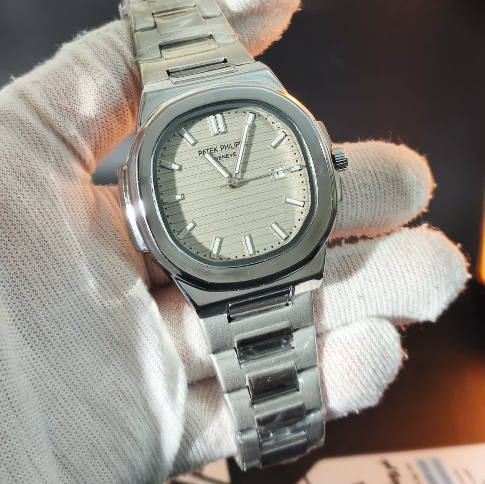 ساعت مچی عقربه ای مردانه پتک فیلیپ PATEKPHILIPPE صفحه طوسی
