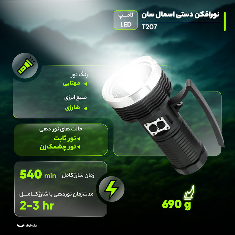 چراغ قوه اسمال سان مدل T207