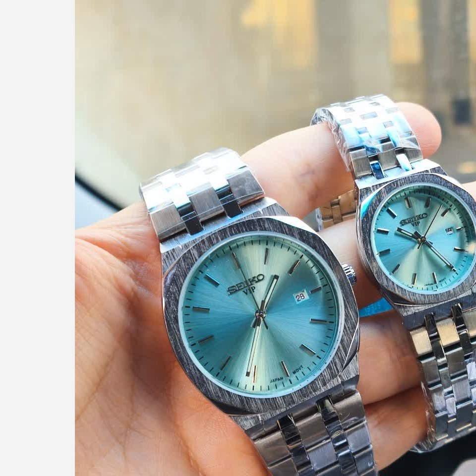 ست ساعت مچی مردانه و زنانه سیکو SEIKO موتور ژاپن صفحه فیروزه با اصالت