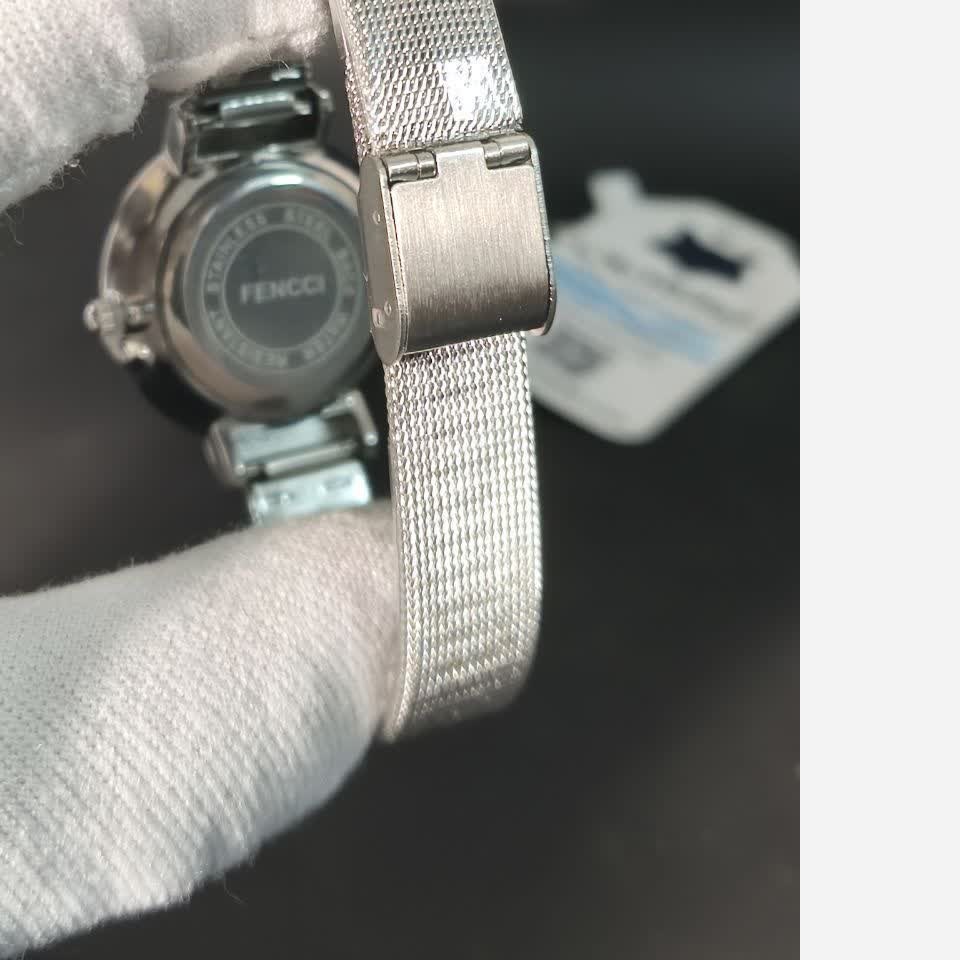 ساعت مچی ارجینال زنانه فنسی FFENCCI طرح گل صفحه سفید بند حصیری