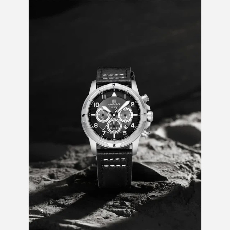 ساعت مچی نیوی فورس مردانه کرنوگراف NAVIFORCE مدل NF8077 بند مشکی