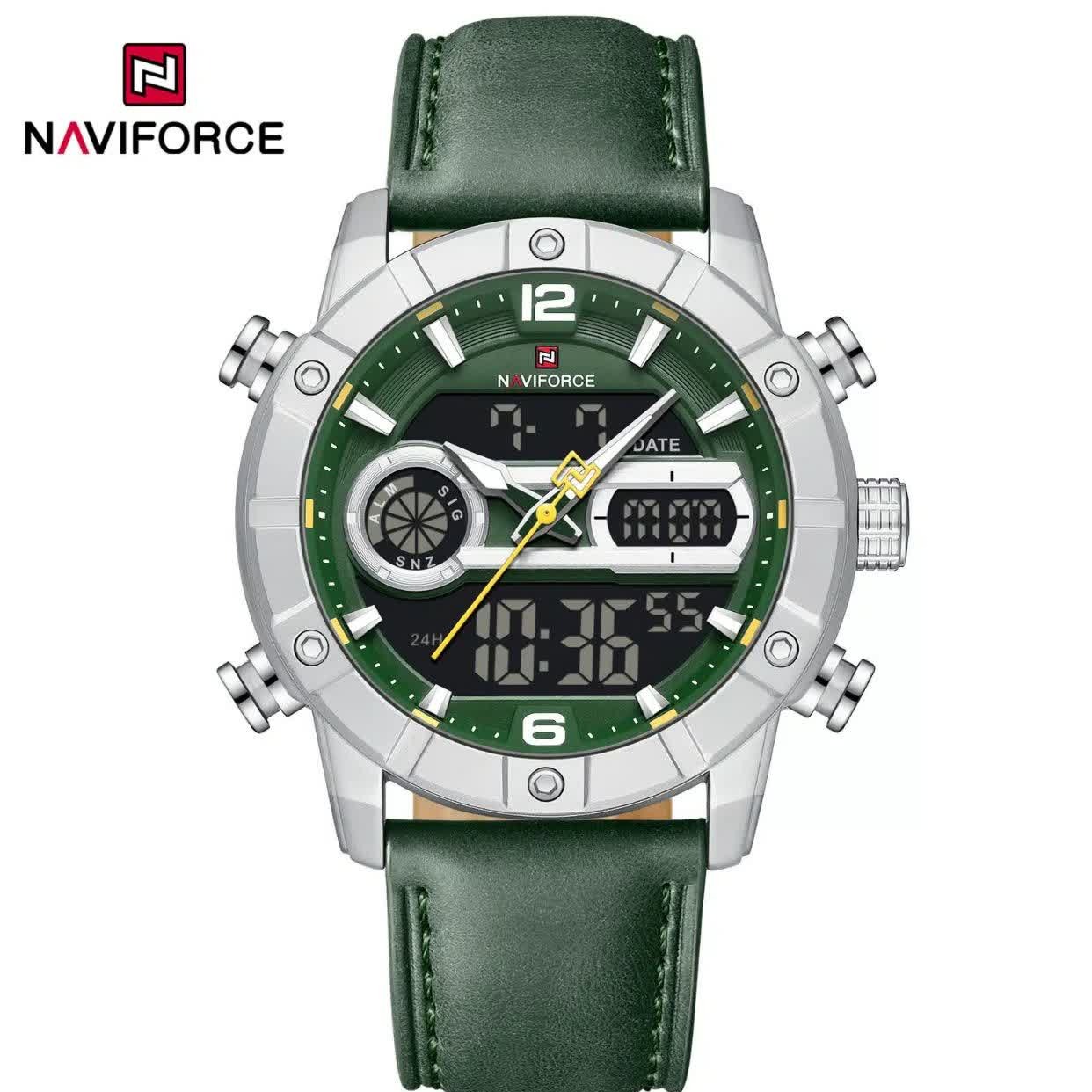 ساعت مچی نیوی فورس عقربه ای و دیجیتال مردانه NAVIFORCE مدل NF9263 بند سبز