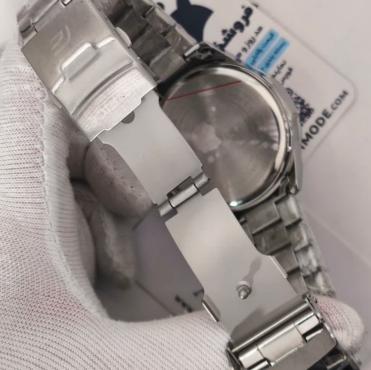 ساعت مچی مردانه کاسیو ادیفایس سه زمانه CASIO EDIFICE نقره ای سفید + جعبه