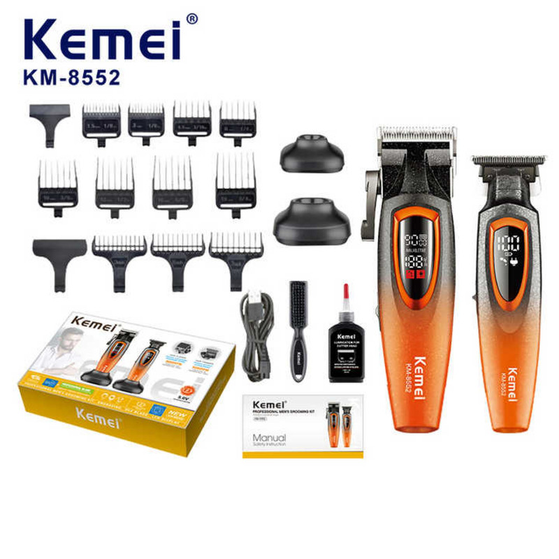 ماشین اصلاح موی سر و صورت شارژی کیمی مدل KM-8552 & KM-8553 مجموعه 2 عددی