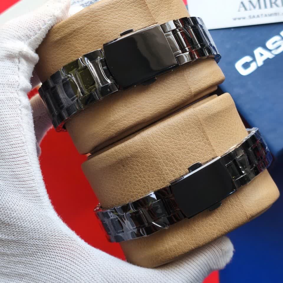 ست ساعت مچی زنانه و مردانه کاسیو CASIO فول بلک کدc35 + جعبه
