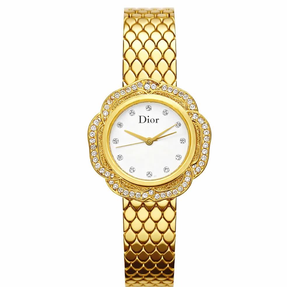 ساعت مچی زنانه دیور Dior استیل طرح گل صفحه سفید