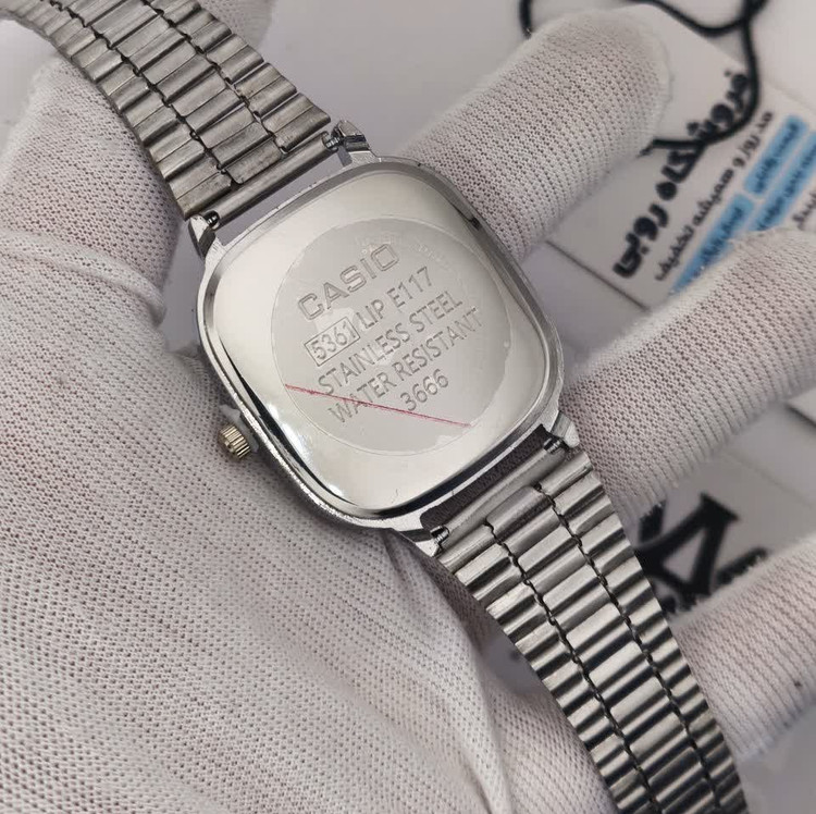 ست ساعت مچی مردانه و زنانه کاسیو اولدمانی CASIO موتور ژاپن صفحه تمام نقره ای