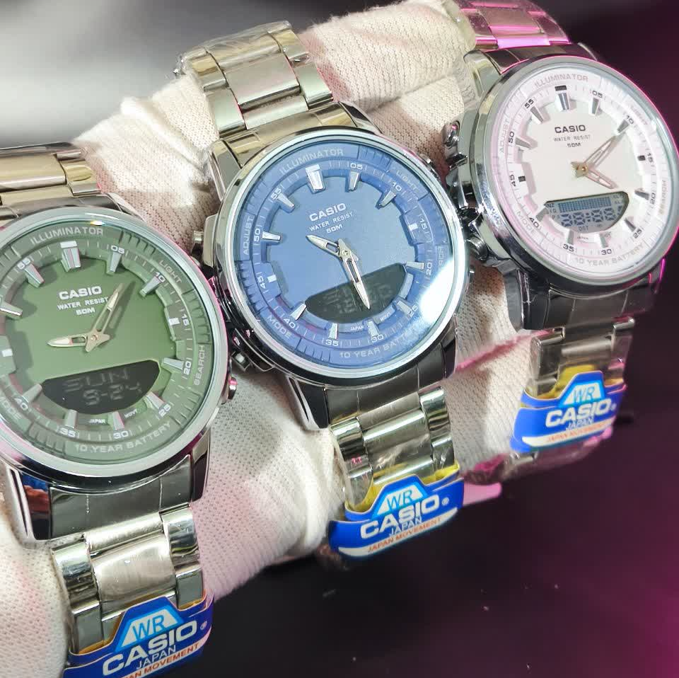 ساعت مچی عقربه ای و دیجیتال کاسیو CASIO صفحه سفید