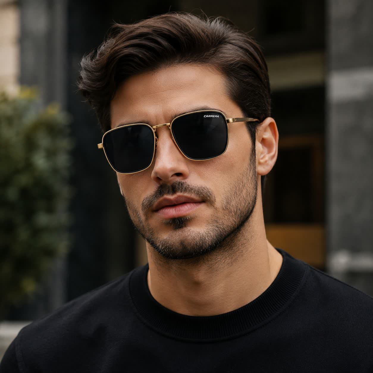 عینک آفتابی مردانه کاررا CARRERA ایتالیا استاندارد مدلC7 فریم طلایی + باکس